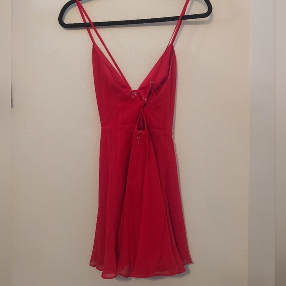 Bebe NEW Cross Back Chiffon Skater Dress Red Size 4 - Picture 8 of 17